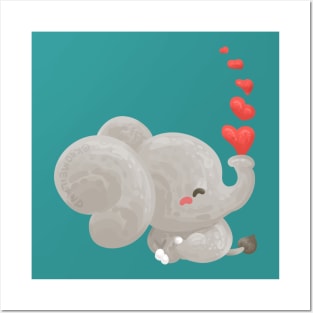 Elephant with Valentine Mood Posters and Art